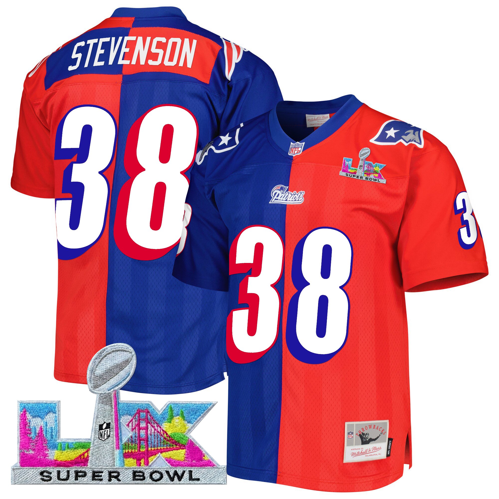 Men's New England Patriots Super Bowl LX Throwback Jersey - All Stitched