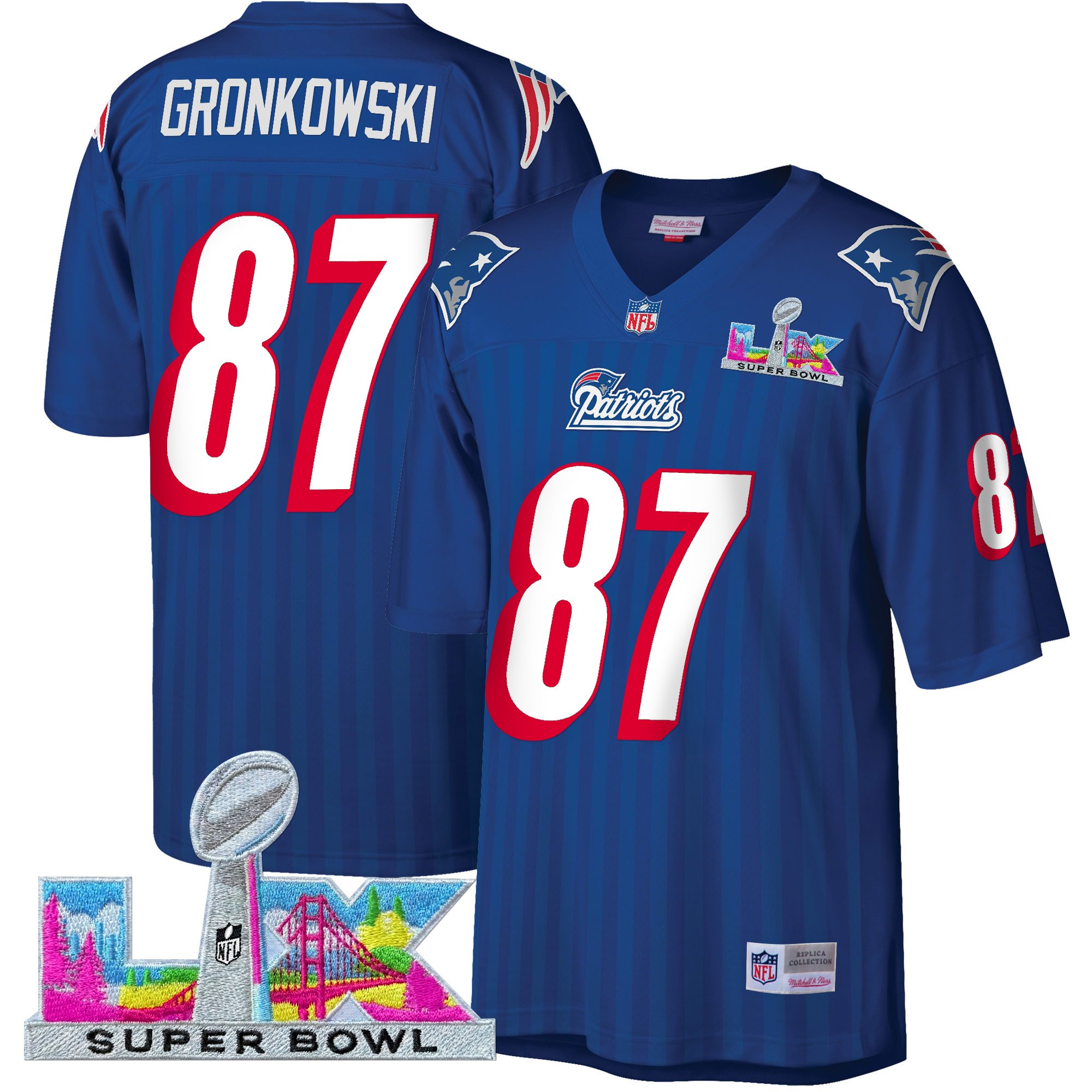 Men's New England Patriots Super Bowl LX Throwback Jersey - All Stitched
