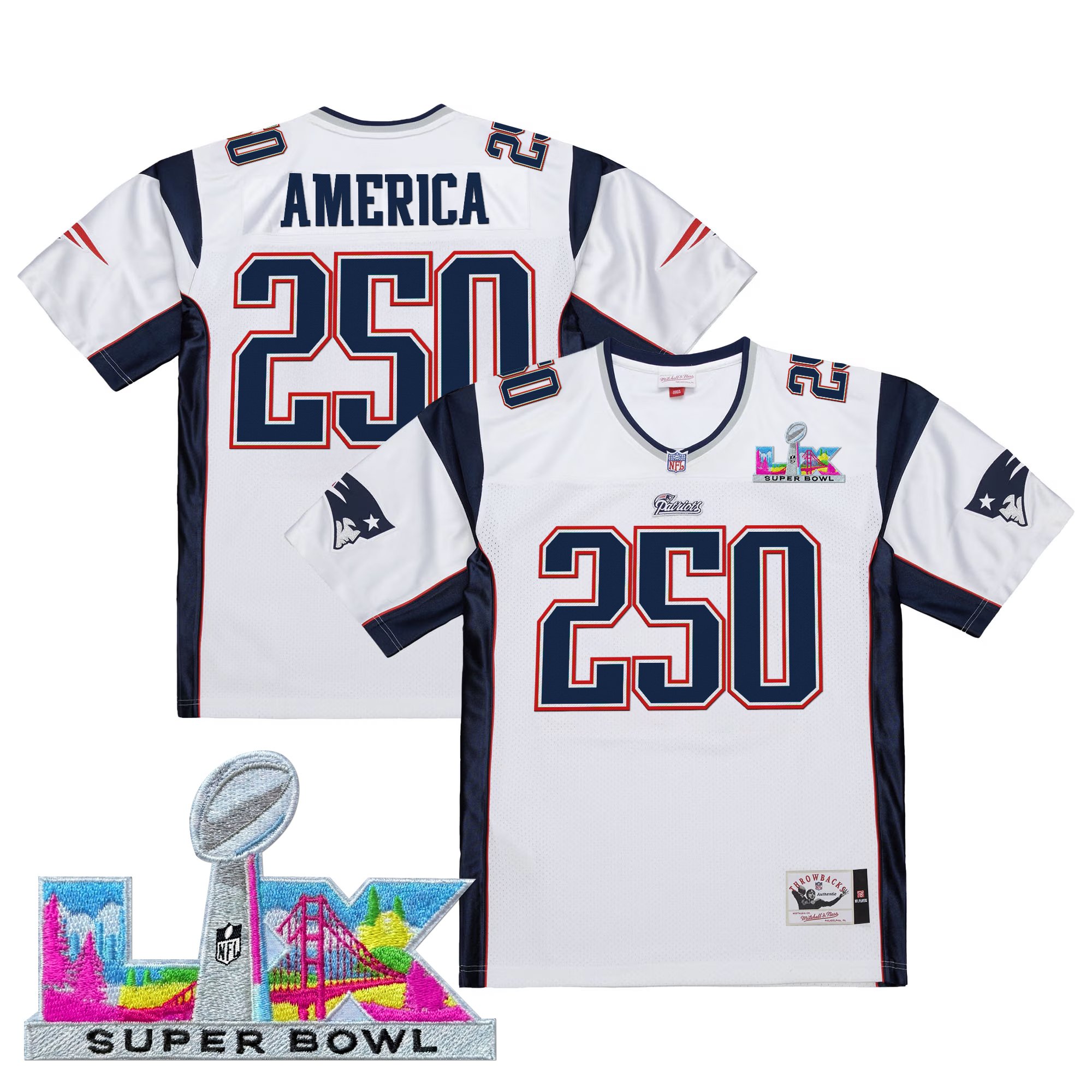 Men's New England Patriots Super Bowl LX Throwback Jersey - All Stitched