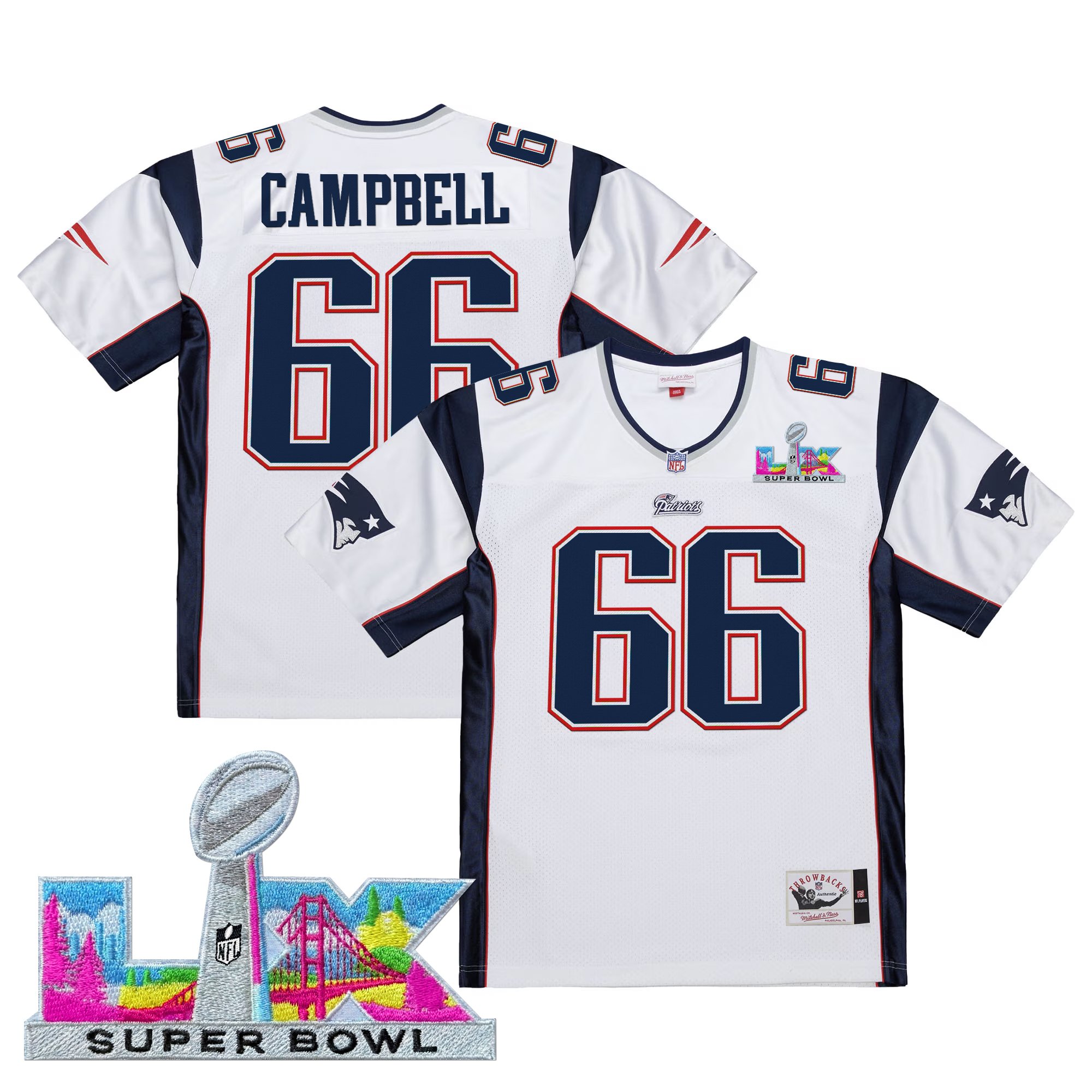 Men's New England Patriots Super Bowl LX Throwback Jersey - All Stitched