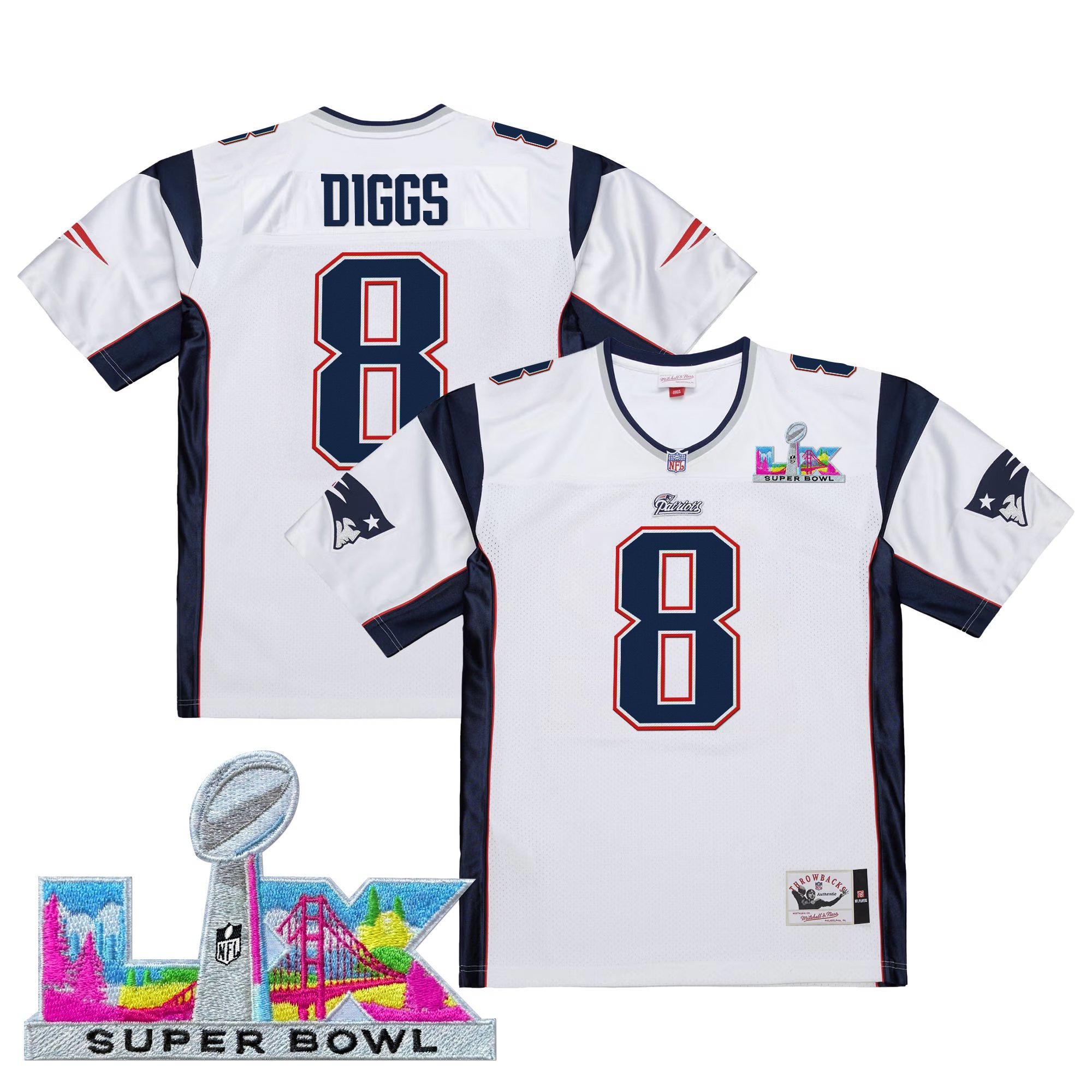 Men's New England Patriots Super Bowl LX Throwback Jersey - All Stitched
