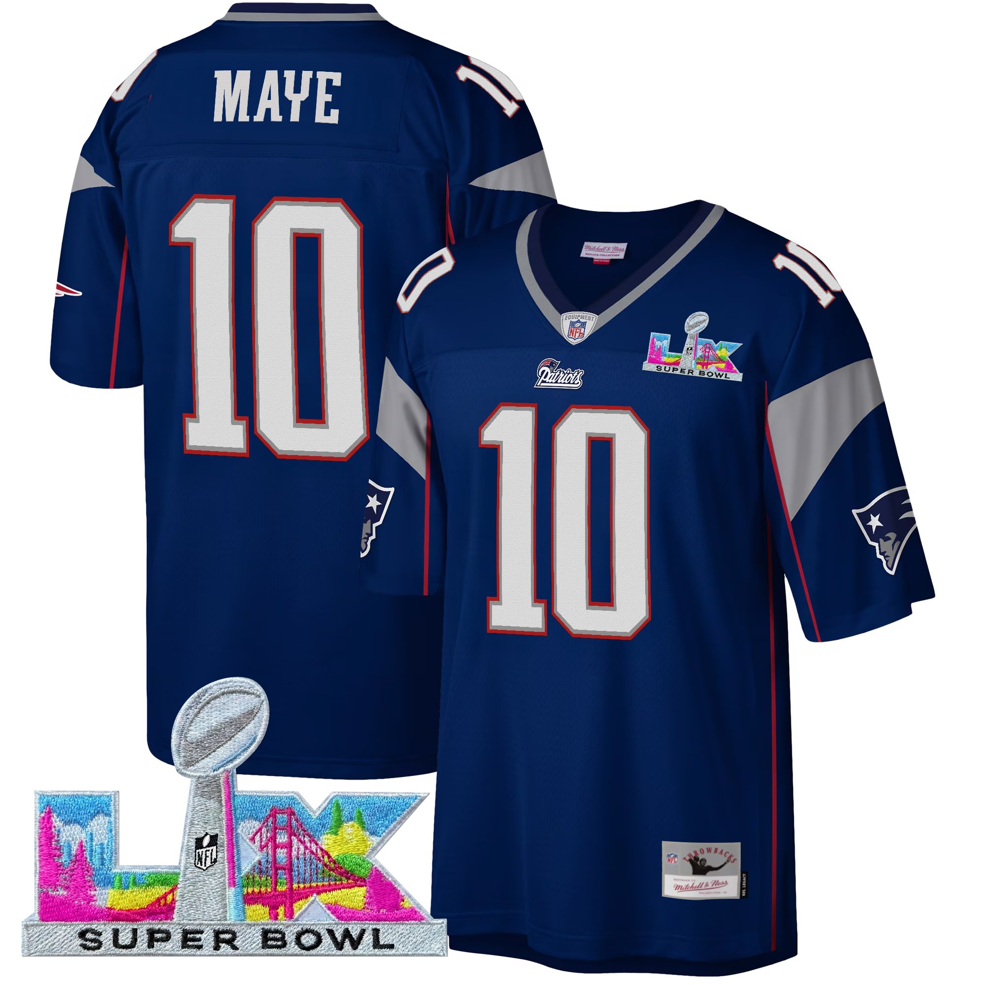 Men's New England Patriots Super Bowl LX Throwback Jersey - All Stitched