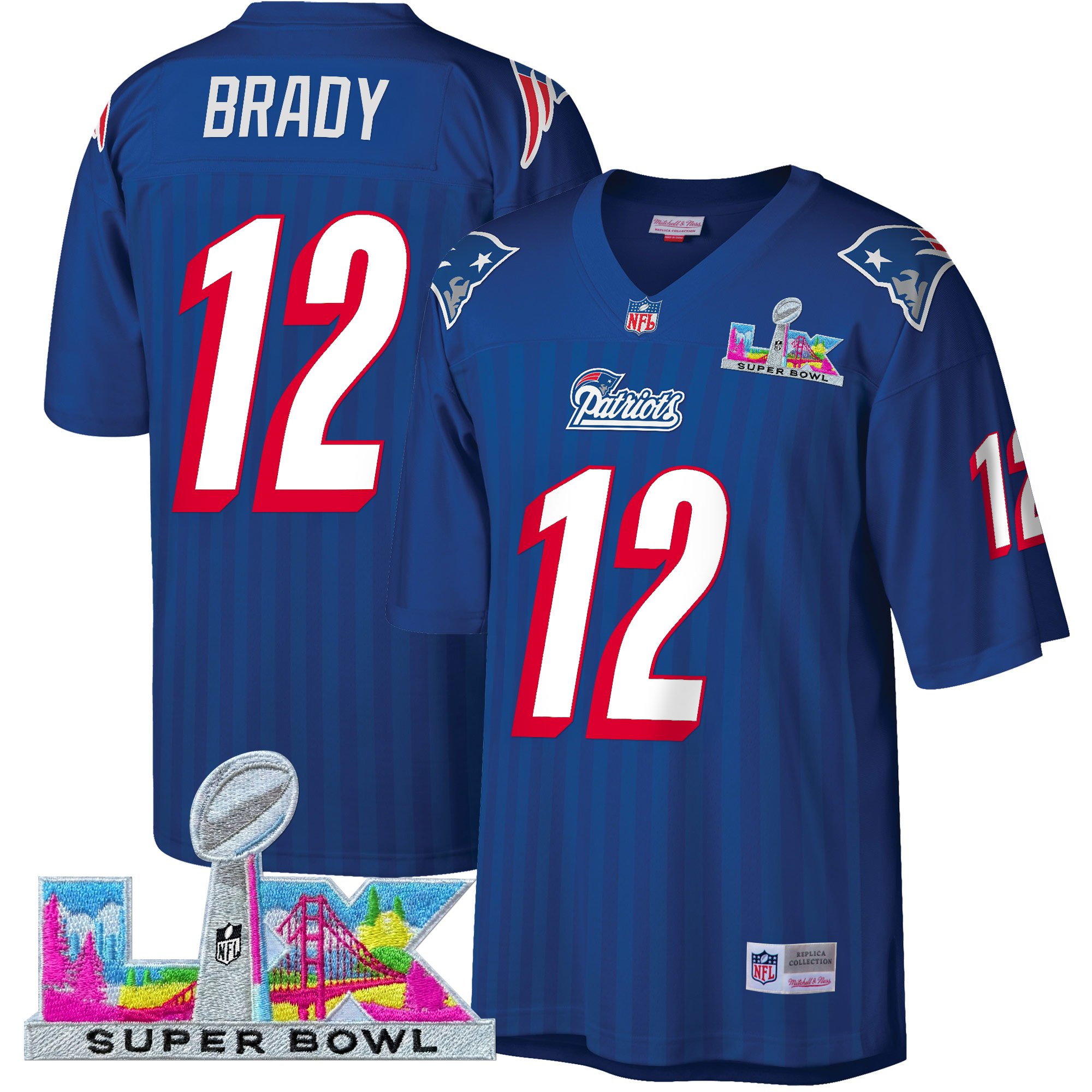 Men's New England Patriots Super Bowl LX Throwback Jersey - All Stitched