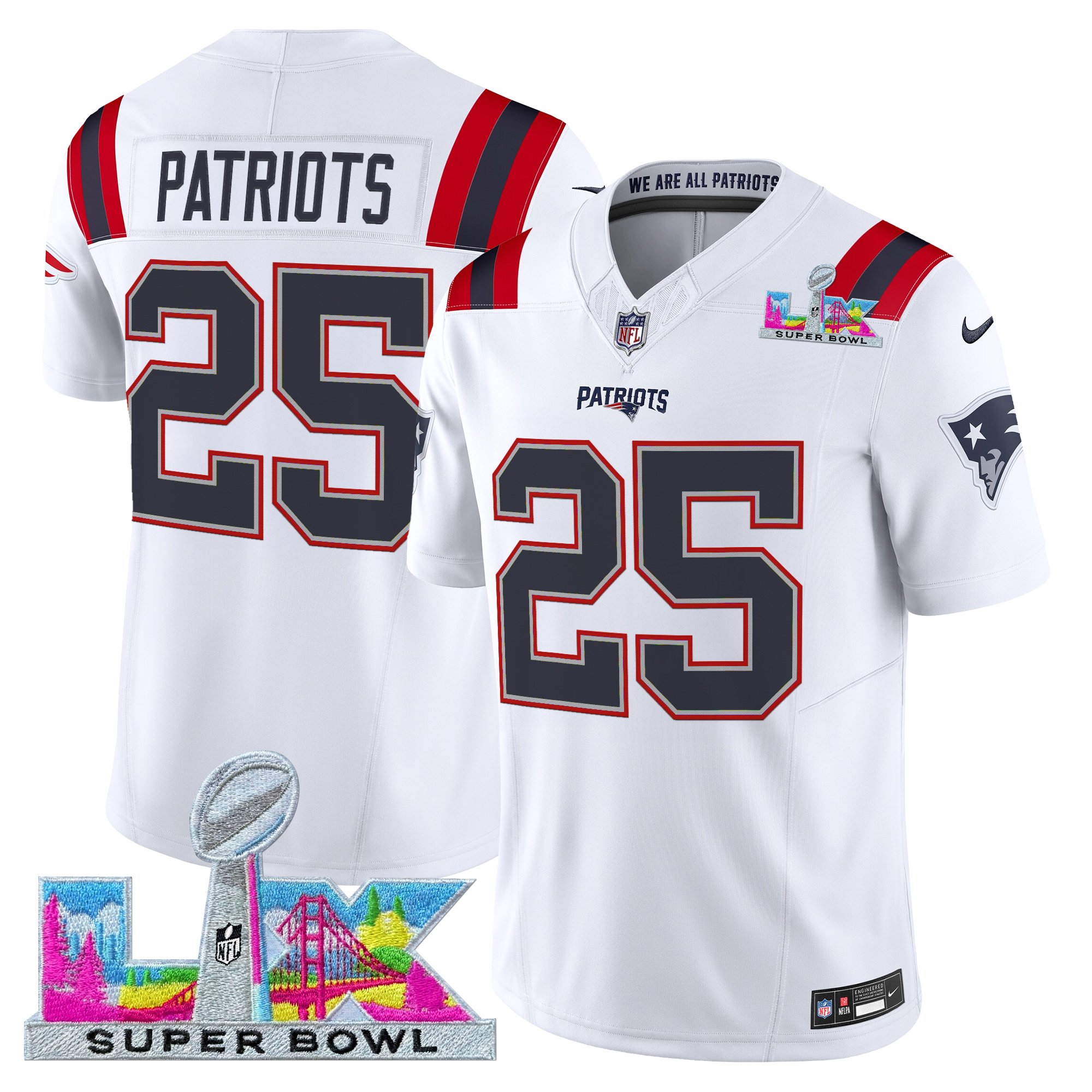 Men's New England Patriots Super Bowl LX Vapor Limited Jersey - All Stitched