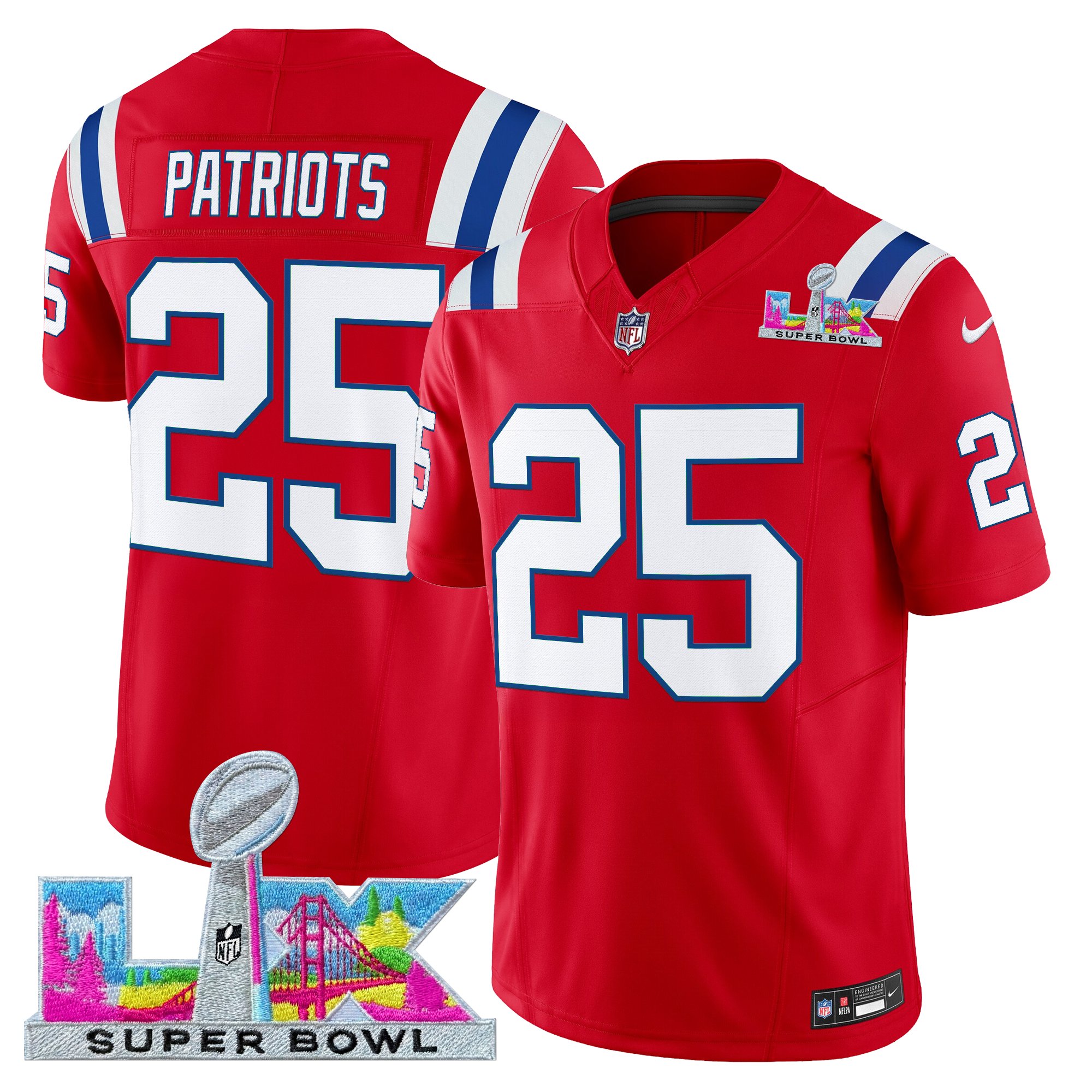 Men's New England Patriots Super Bowl LX Vapor Limited Jersey - All Stitched