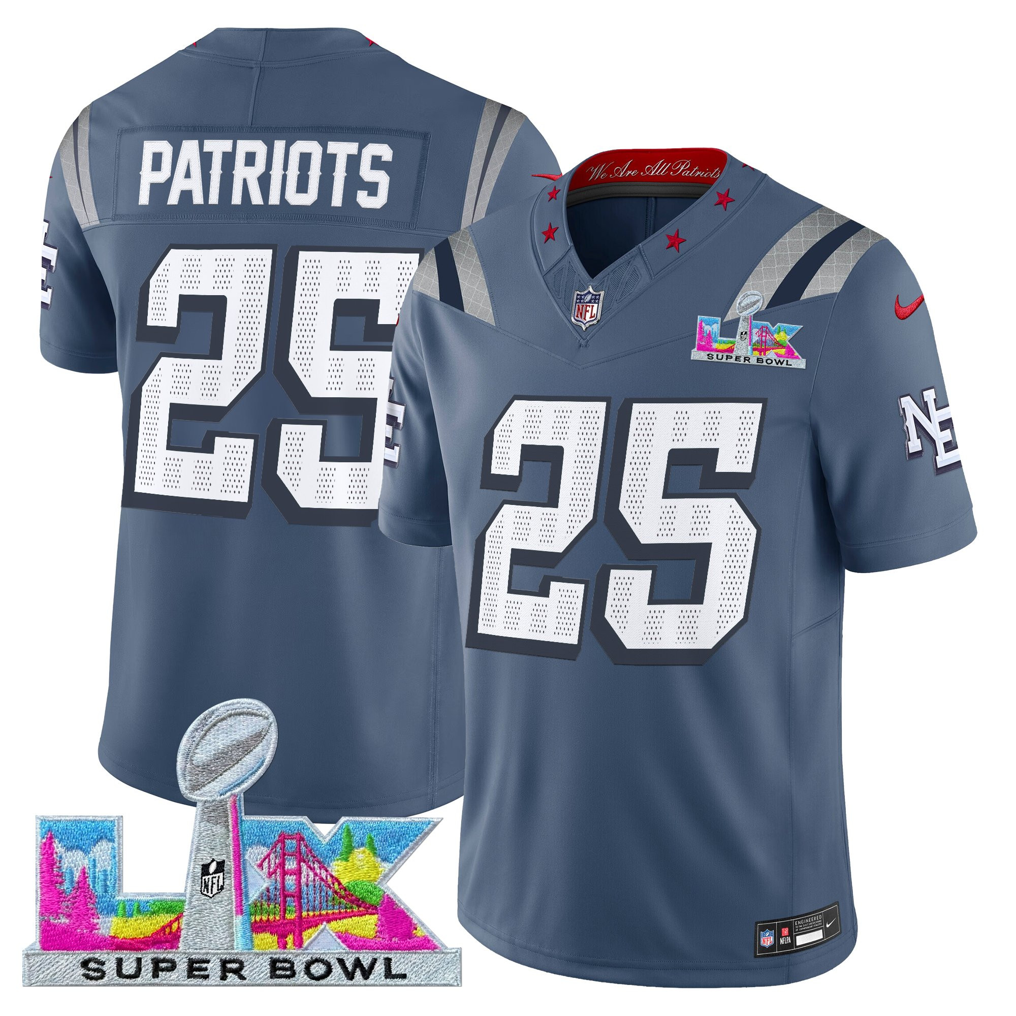 Men's New England Patriots Super Bowl LX Vapor Limited Jersey - All Stitched