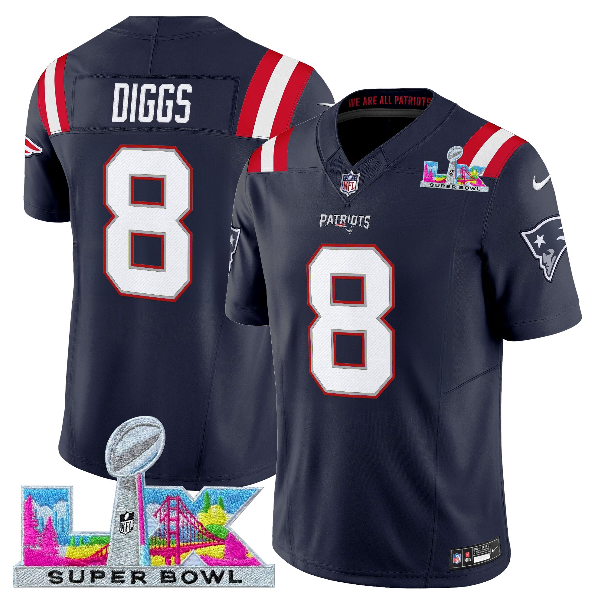 Men's New England Patriots Super Bowl LX Vapor Limited Jersey - All Stitched
