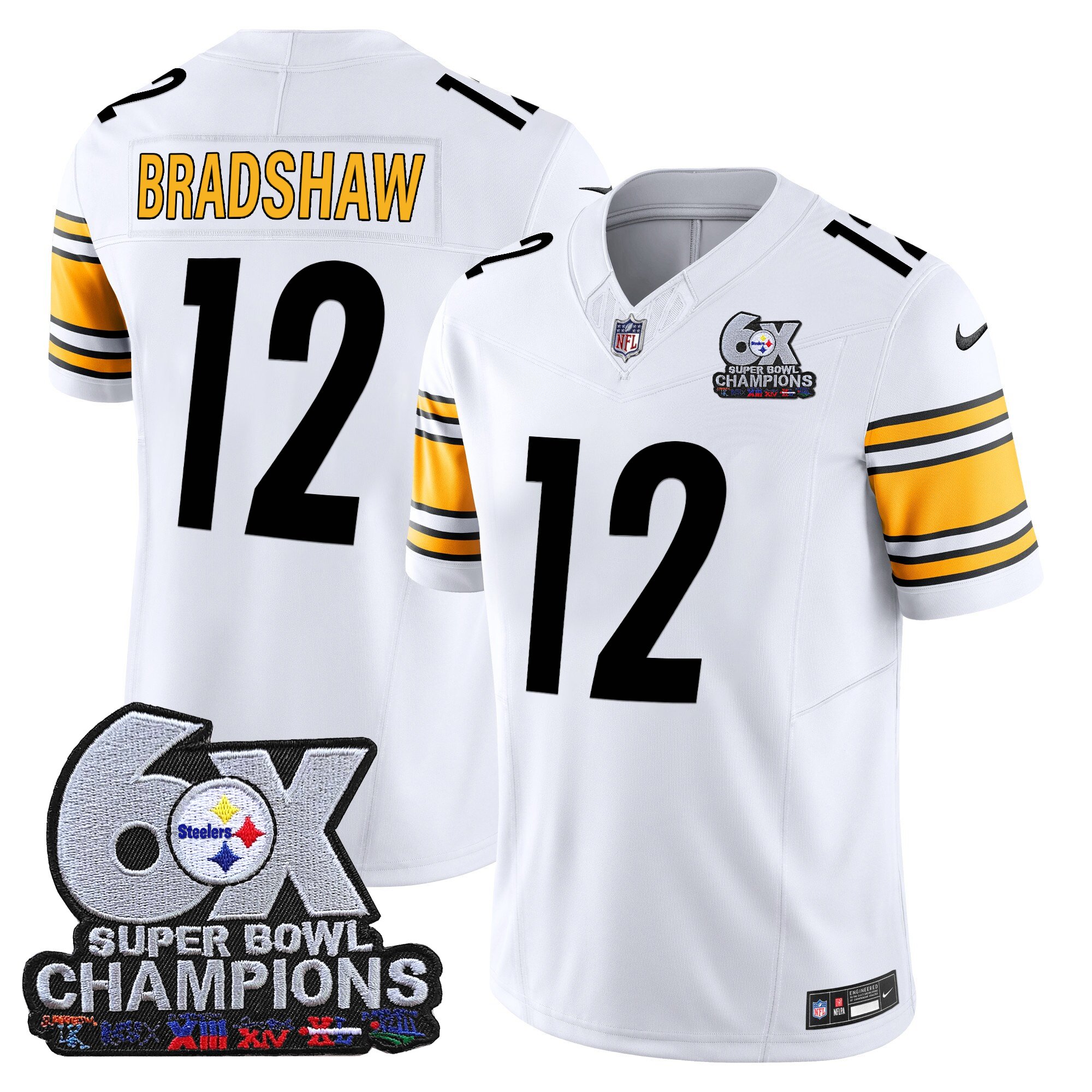 Men's Pittsburgh Steelers 6-Time Champions Patch Vapor Limited Jersey - All Stitched